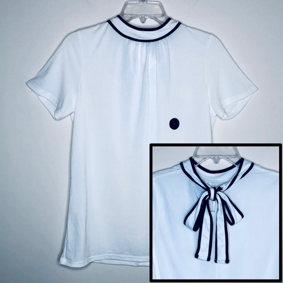 Banana Republic Tops - NWT BR Factory Crepe Piped Tie Back Blouse MEDIUM